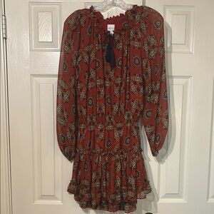 Misa Los Angeles Red Long Sleeve Peplum Sundress